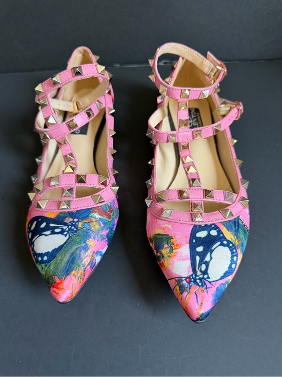 Shoes - Rock star Studded Pink Butterfly Pointed Flats